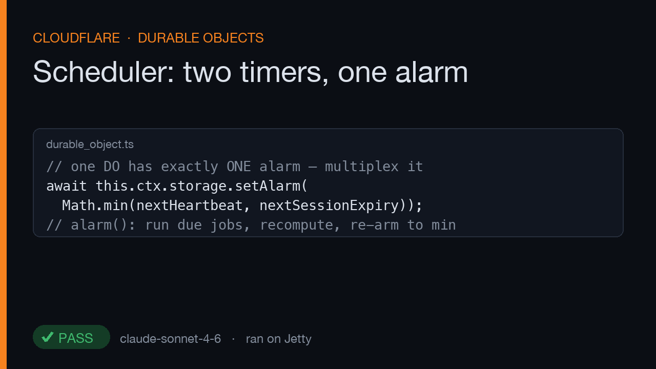Scheduler — two recurring jobs from one alarm