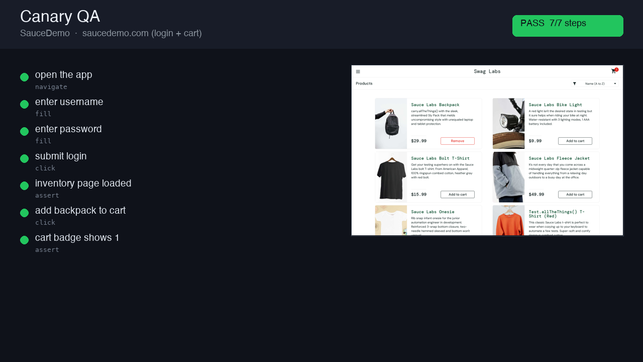 SauceDemo — login & add to cart